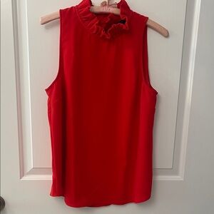 J. Crew Red Sleeveless Ruffle-Neck Camisole